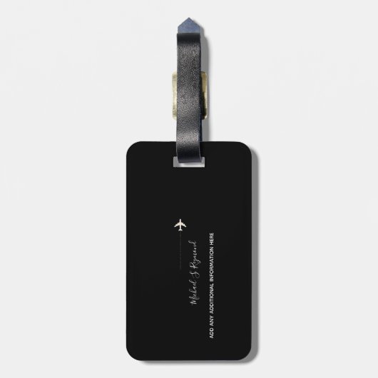 白黒カスタム飛行機旅行 ラゲッジタグ (裏面縦)