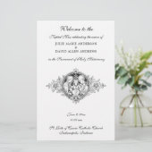 白黒カソリッエレガントク結婚式 プログラム 便箋 (スタンド正面)