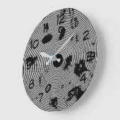 白黒カッコいい抽象芸術パターン ラージ壁時計 (傾斜)