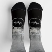 白黒カッコいい水滴抽象芸術モノグラム ソックス (上部)