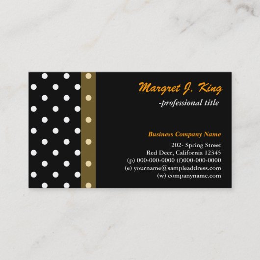 白黒カッコいい水玉模様プロファイルカード 名刺 (正面)