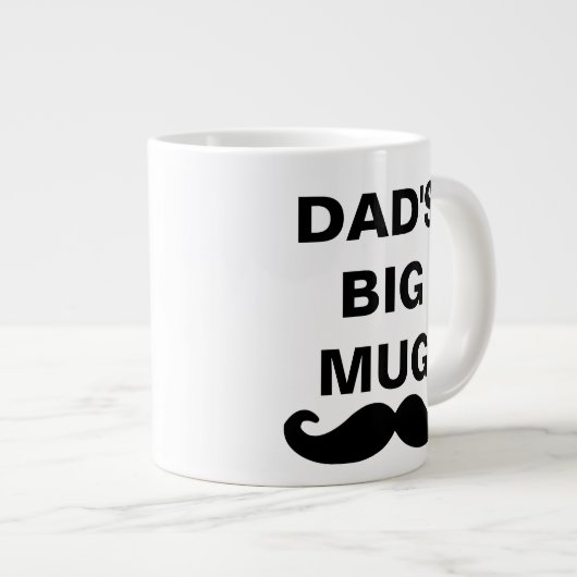 白黒カッコいい父の日のパパの大きい ジャンボコーヒーマグカップ (正面右)