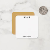 白黒カップルモダンモノグラムイニシャル ノートカード (正面/裏面インサイチュ)