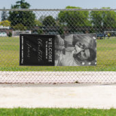 白黒カップル写真アウトドア結婚の歓迎 横断幕 (インサイチュ)