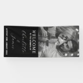 白黒カップル写真アウトドア結婚の歓迎 横断幕 (横)