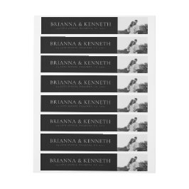 白黒カップル写真スクリプ結婚ト ラップアラウンドラベル