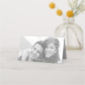 白黒カップル写真結婚披露宴の名前 プレイスカード (裏面)