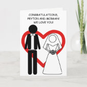 白黒カップル結婚式の日おめでとう カード (正面)