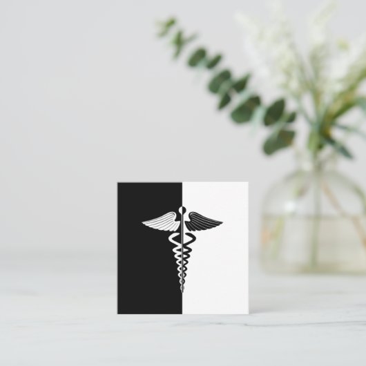 白黒カデュース記号 スクエア名刺 (スタンド正面)