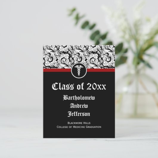 白黒カドゥセウス医学部卒業 招待状 (スタンド正面)