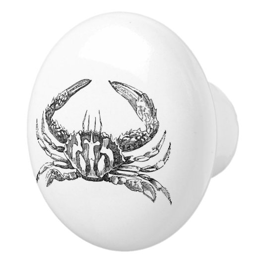 白黒カニのヴィンテージの芸術 セラミックノブ (右)