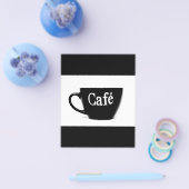 白黒カフェコーヒーマグ朝の飲料ロゴ チラシ (シングル)