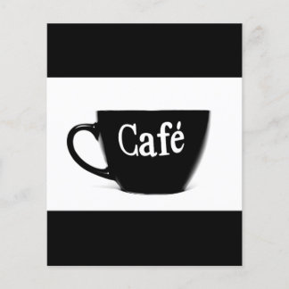 白黒カフェコーヒーマグ朝の飲料ロゴ チラシ