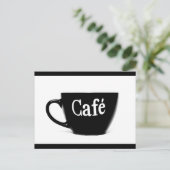 白黒カフェコーヒーマグ朝の飲料ロゴ ポストカード (スタンド正面)