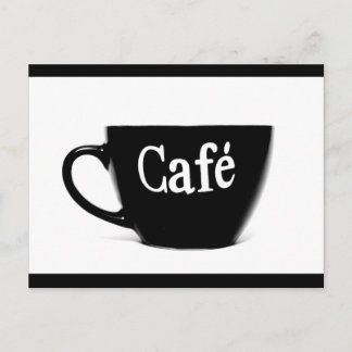 白黒カフェコーヒーマグ朝の飲料ロゴ ポストカード