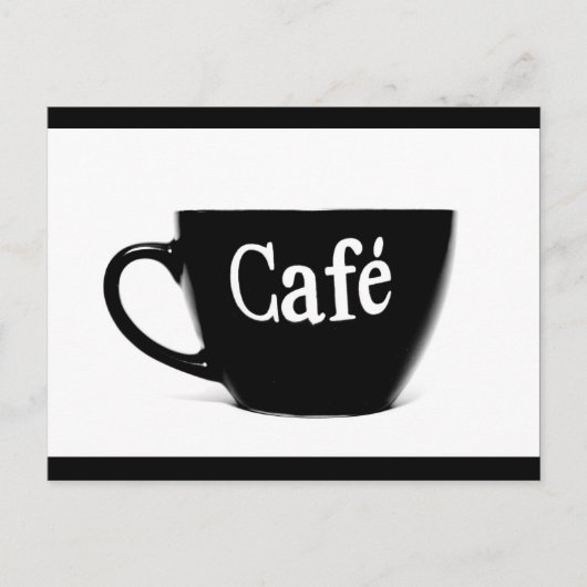 白黒カフェコーヒーマグ朝の飲料ロゴ ポストカード (正面)