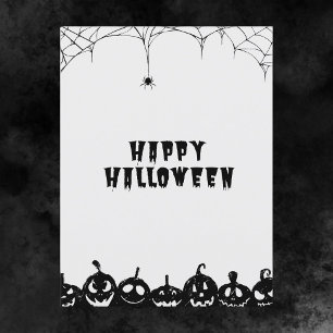 白黒カボチャ不気味ハッピーハローウィン ポストカード