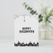 白黒カボチャ不気味ハッピーハローウィン ポストカード (スタンド正面)