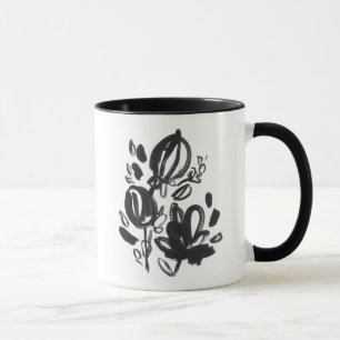 白黒カメオの開花- マグカップ