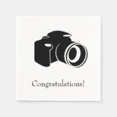 白黒カメラおめでとうございます スタンダードカクテルナプキン (正面)