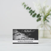 白黒カメラの写真撮影の名刺 名刺 (スタンド正面)