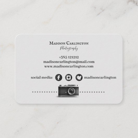 白黒カメラの写真撮影 名刺 (裏面)