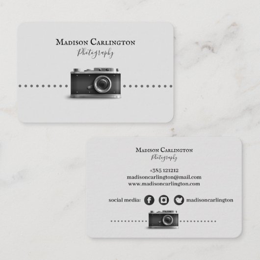 白黒カメラの写真撮影 名刺 (正面/裏面)