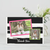 白黒カラフル写真卒業 招待状 (スタンド正面)