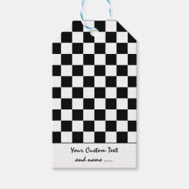 白黒カラーの四角形/チェックパターン ギフトタグ