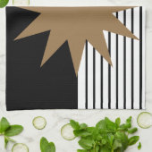 白黒カラーブロックとブラウンサン キッチンタオル (折り畳み)