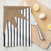 白黒カラーブロックとブラウンサン キッチンタオル (四つ折り)