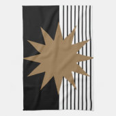 白黒カラーブロックとブラウンサン キッチンタオル (縦)