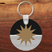 白黒カラーブロックとブラウンサン キーホルダー (正面)