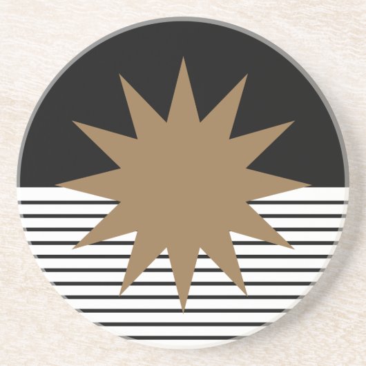 白黒カラーブロックとブラウンサン コースター (正面)