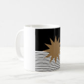 白黒カラーブロックとブラウンサン コーヒーマグカップ (正面左)