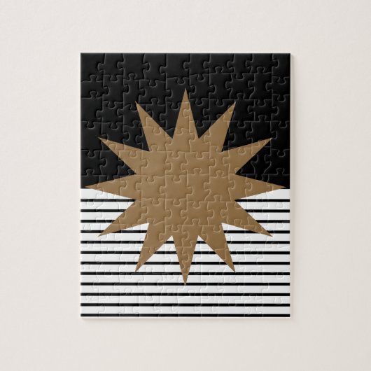 白黒カラーブロックとブラウンサン ジグソーパズル (縦)