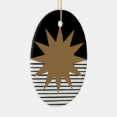 白黒カラーブロックとブラウンサン セラミックオーナメント (右)