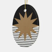 白黒カラーブロックとブラウンサン セラミックオーナメント (左)