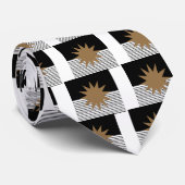 白黒カラーブロックとブラウンサン ネクタイ (ロール)