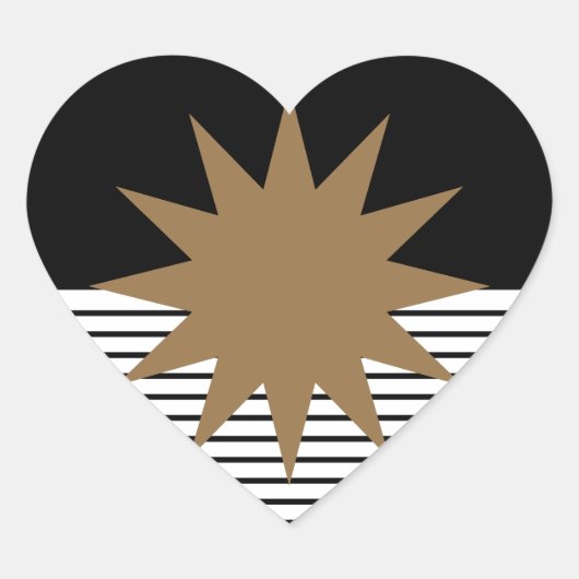 白黒カラーブロックとブラウンサン ハートシール (正面)