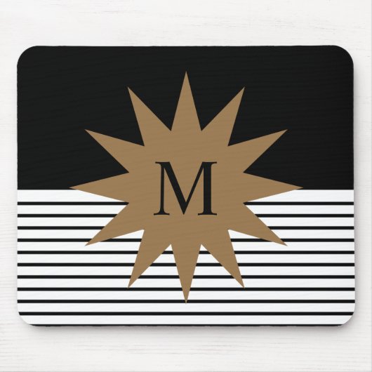 白黒カラーブロックとブラウンサン マウスパッド (正面)