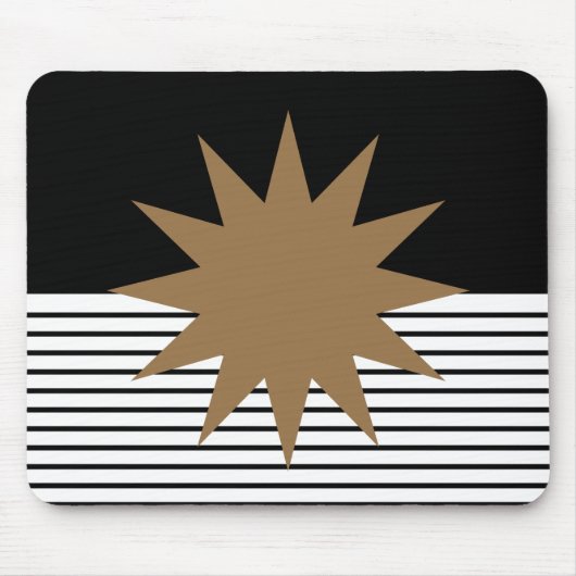 白黒カラーブロックとブラウンサン マウスパッド (正面)