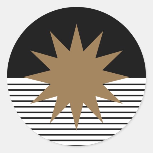 白黒カラーブロックとブラウンサン ラウンドシール (正面)