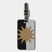 白黒カラーブロックとブラウンサン ラゲッジタグ (正面縦)