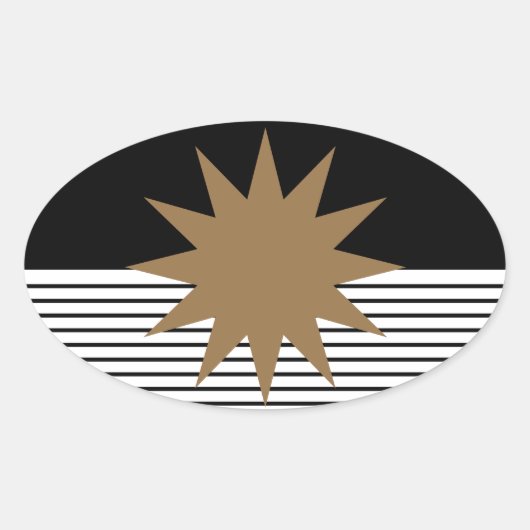 白黒カラーブロックとブラウンサン 楕円形シール (正面)