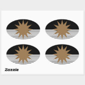 白黒カラーブロックとブラウンサン 楕円形シール (シート)