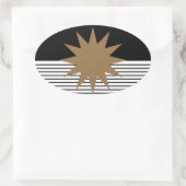 白黒カラーブロックとブラウンサン 楕円形シール (バッグ)