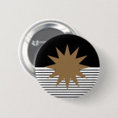 白黒カラーブロックとブラウンサン 缶バッジ (正面&裏面)