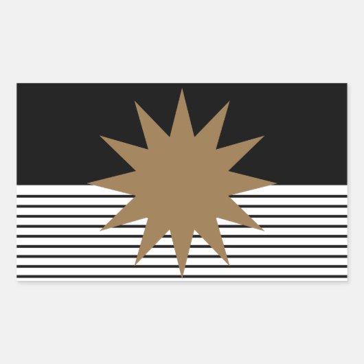 白黒カラーブロックとブラウンサン 長方形シール (正面)