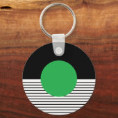 白黒カラーブロックと緑の円 キーホルダー (正面)